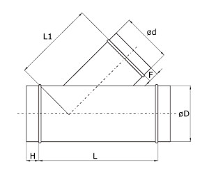 Trójnik z odejściem pod kątem 45° TVE 45/TVL 45 - obrazek 2